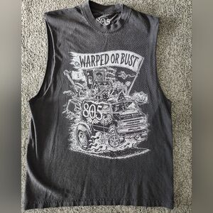805 Warped Or Bust Men's Cutoff Tank Top Size M